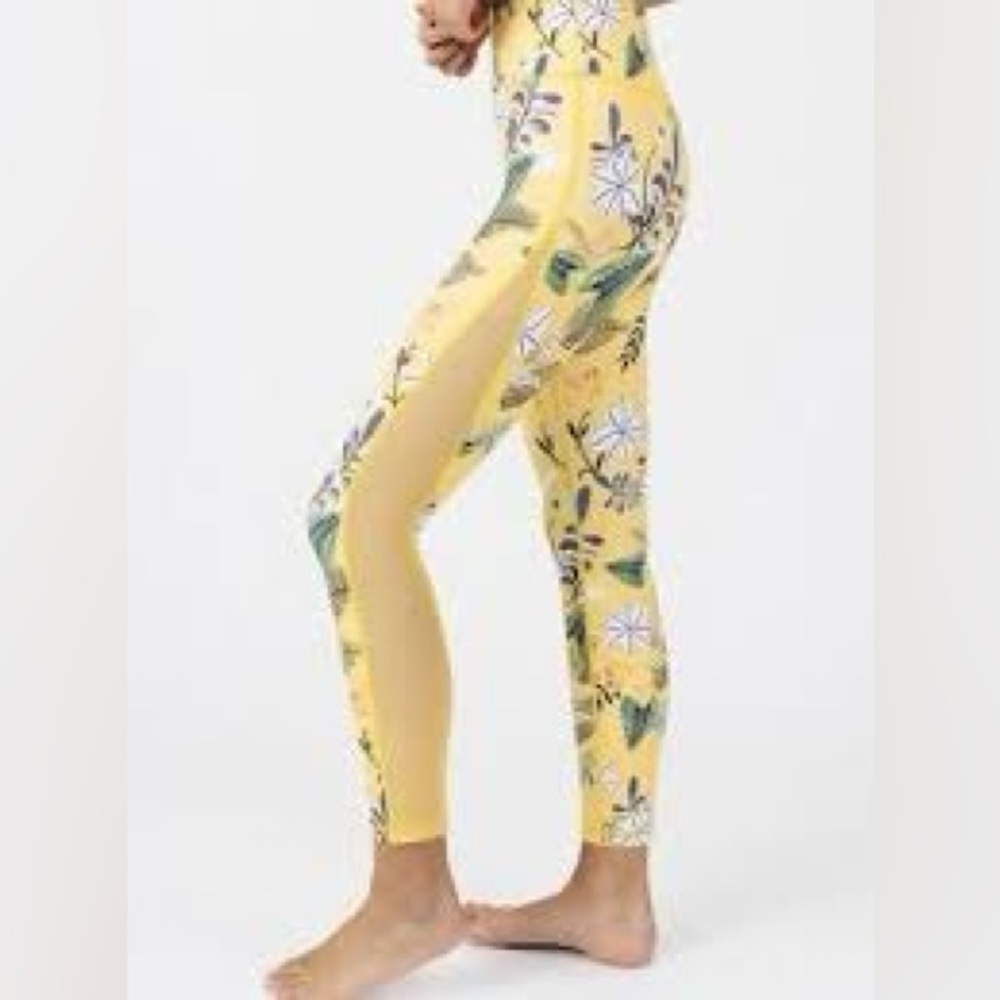 Zyia Active Yellow Floral High-Rise Leggings Size 2
